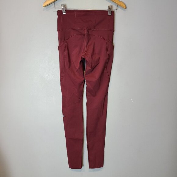 Lululemon Fast and Free Leggings Womens Size 4 Multiple Pockets Red Activewear - Picture 6 of 8